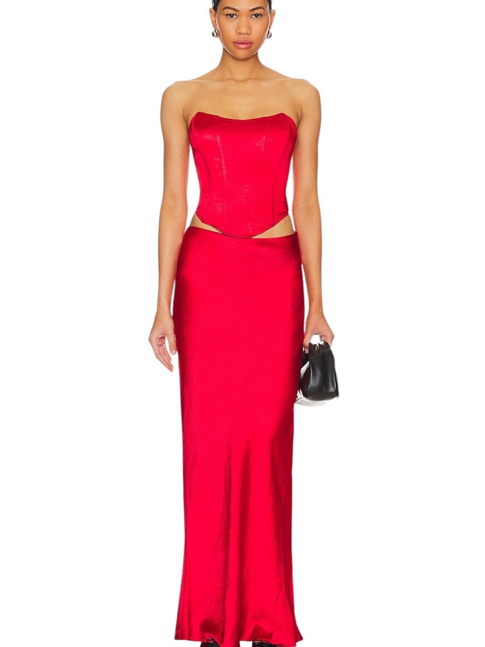 Superdown- Calla Red Satin Maxi Skirt